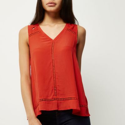 Red lace tank top